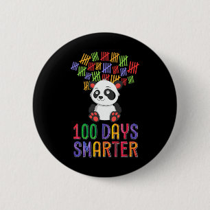 100 Days Smarter 100th Day of School Outfit Panda 6 Cm Round Badge