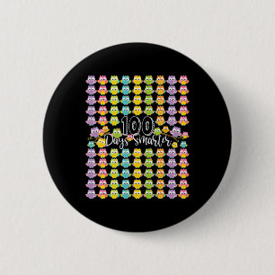 100 Days Smarter- 100th Day Of School Owl Kids And 6 Cm Round Badge