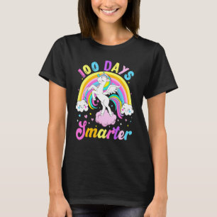 100 Days Smarter 100th Day Of School Unicorn Rainb T-Shirt