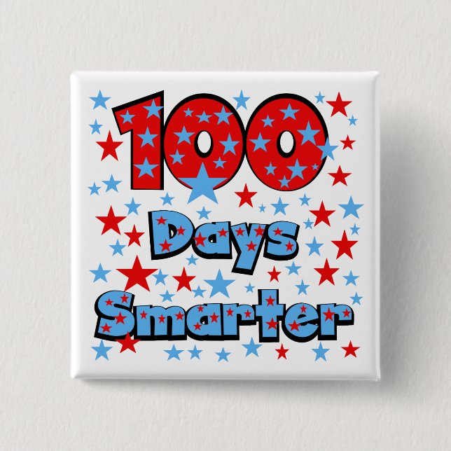 100 Days Smarter 15 Cm Square Badge (Front)