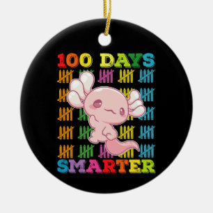 100 Days Smarter Axolotl 100th Day Of School Ceramic Ornament
