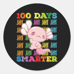 100 Days Smarter Axolotl 100th Day Of School Classic Round Sticker