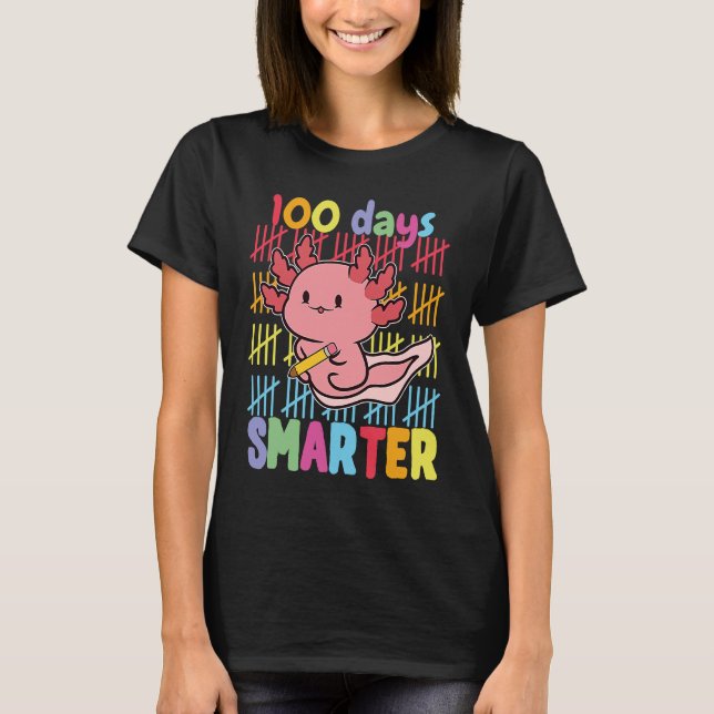 100 Days Smarter Axolotl 100th Day Of School Girls T-Shirt (Front)