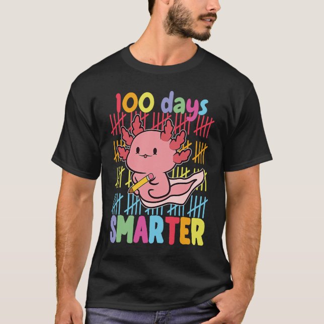 100 Days Smarter Axolotl 100th Day Of School Girls T-Shirt (Front)