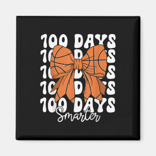 100 Days Smarter Basketball Coquette Bow 100 Days Magnet