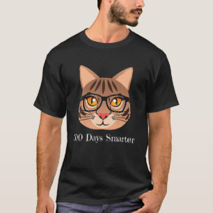 100 Days Smarter, Cat With Glasses Graphic Design T-Shirt
