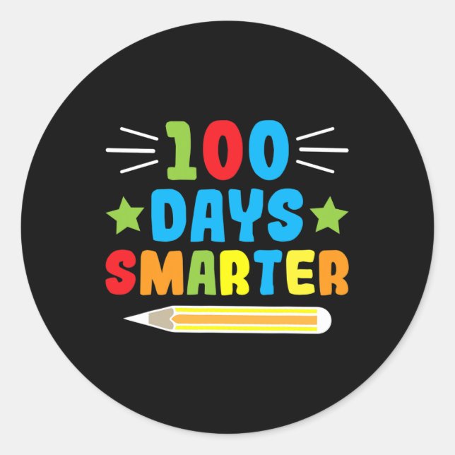 100 Days Smarter  Classic Round Sticker (Front)