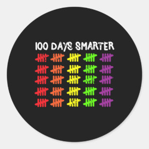 100 Days Smarter Counting Hash Marks Days Of Schoo Classic Round Sticker