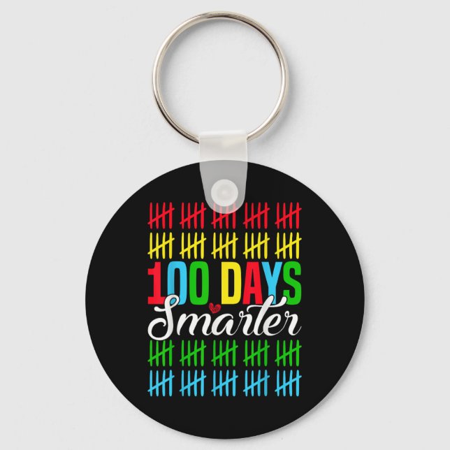100 Days Smarter Counting Tally Marks 100th Day Key Ring (Front)