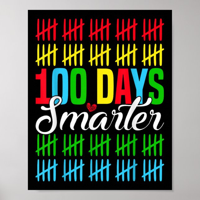 100 Days Smarter Counting Tally Marks 100th Day Poster (Front)