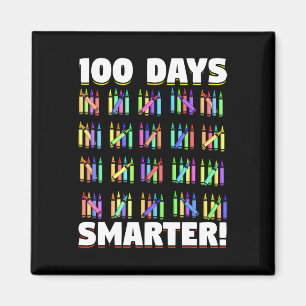 100 Days Smarter Crayons Student Gift 100 Days Of Magnet
