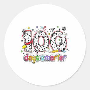100 Days Smarter Cute Dog Teacher Student 100 Days Classic Round Sticker