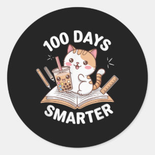 100 Days Smarter Cute Outfit For School Celebratio Classic Round Sticker