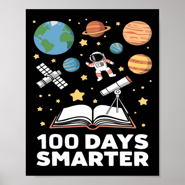100 Days Smarter Cute Space Theme For Kids  Poster (Front)