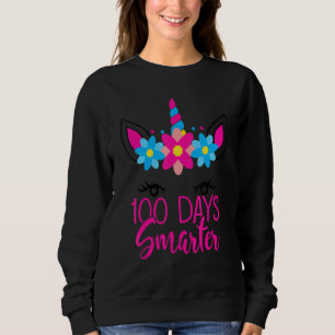 100 Days Smarter Cute Unicorn Face Teacher Student Sweatshirt