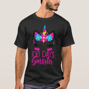 100 Days Smarter Cute Unicorn Face Teacher Student T-Shirt