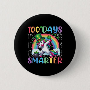 100 Days Smarter Dabbing Irish Unicorn St Patricks 6 Cm Round Badge