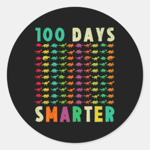 100 Days Smarter Dinosaur 100 Days Of School Funny Classic Round Sticker