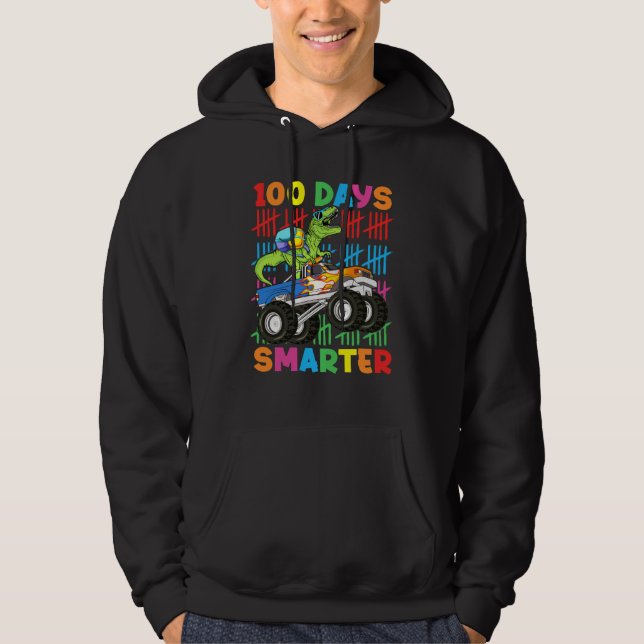 100 Days Smarter Dinosaur Monster Truck 100th Day  Hoodie (Front)