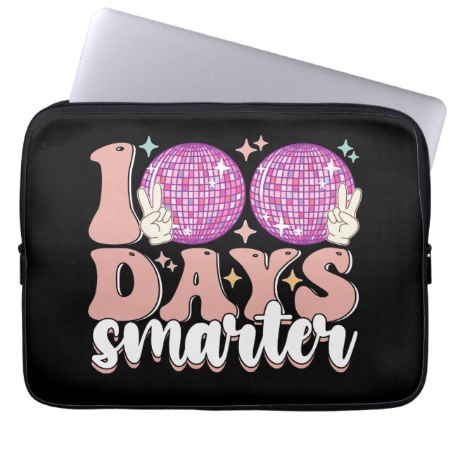 100 Days Smarter Disco Ball 100th Day Of School Laptop Sleeve (Front)