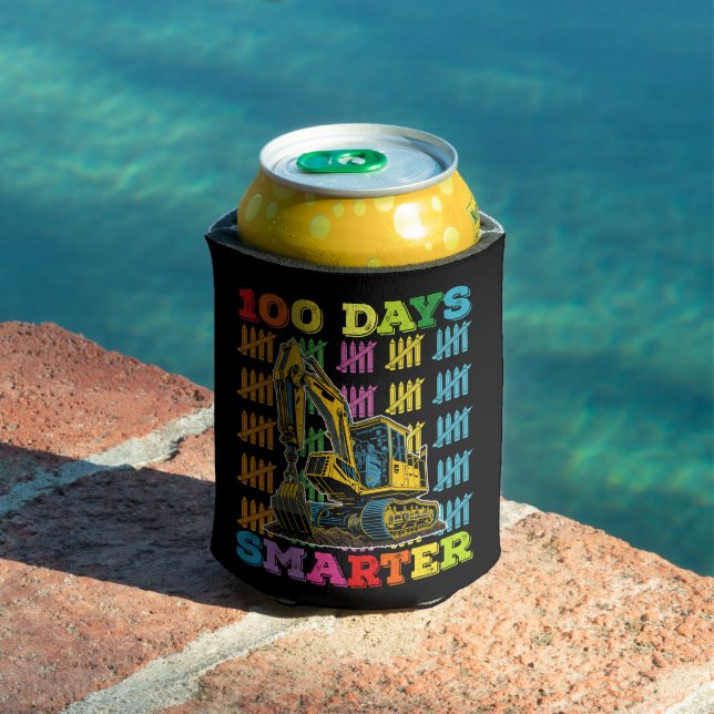 100 Days Smarter Excavator 100th Day Of School Can Cooler (In Situ Pool)
