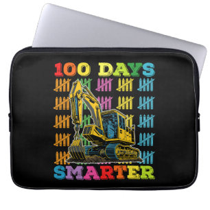 100 Days Smarter Excavator 100th Day Of School Laptop Sleeve