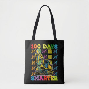 100 Days Smarter Excavator 100th Day Of School Tote Bag