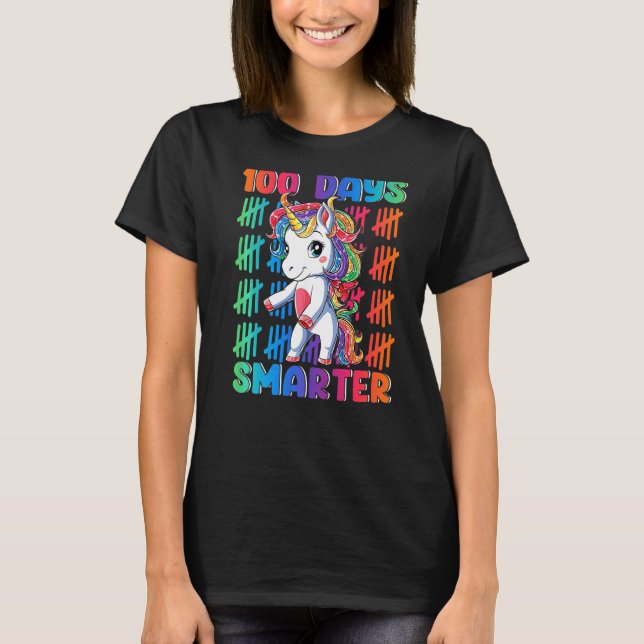 100 Days Smarter Flossing Unicorn Happy 100 Days O T-Shirt (Front)