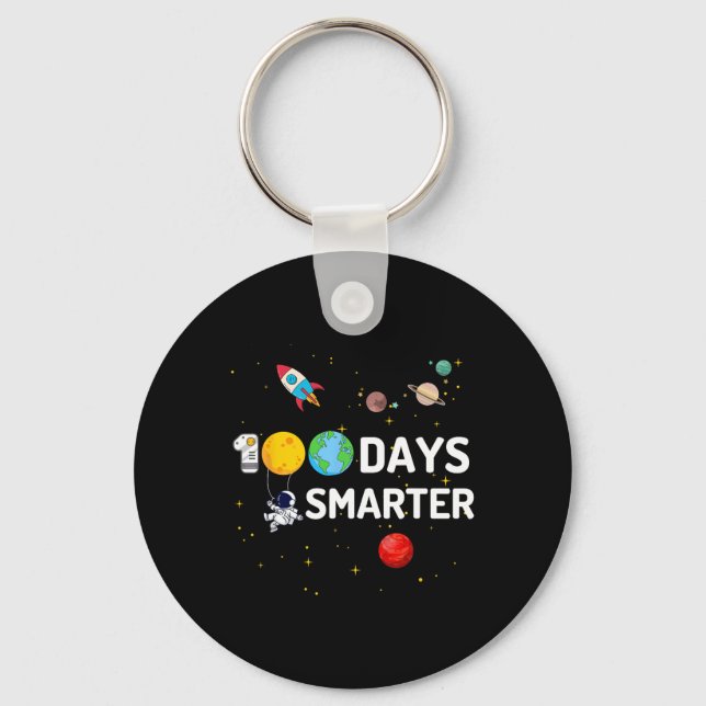 100 Days Smarter Funny 100th Day Of School Astrona Key Ring (Front)