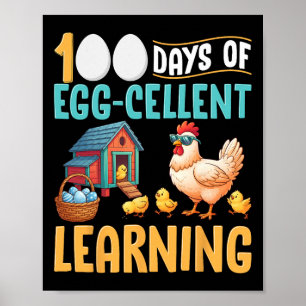100 Days Smarter Funny Chicken 100th Day Of School Poster