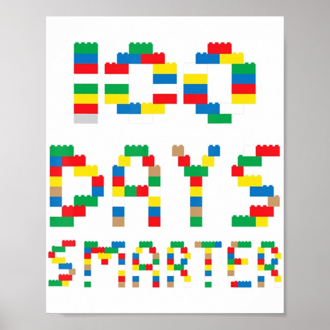 100 Days Smarter Funny School Blocks for Boys & Gi Poster (Front)