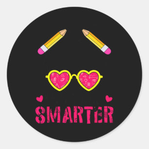 100 Days Smarter Girls Messy Bun Hair 100th Day Of Classic Round Sticker