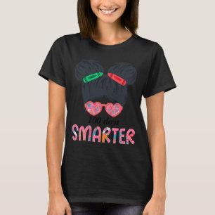 100 Days Smarter Girls Messy Bun Hair 100th Day Of T-Shirt