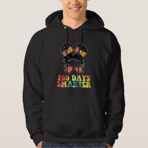 100 Days Smarter Girls Messy Bun School Tie Dye Hoodie