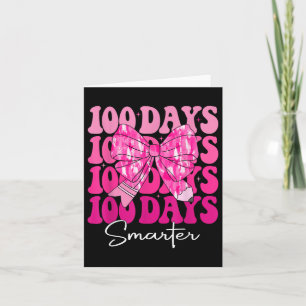 100 Days Smarter Girls Pink Coquette Bow 100th Day Card