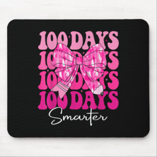 100 Days Smarter Girls Pink Coquette Bow 100th Day Mouse Pad