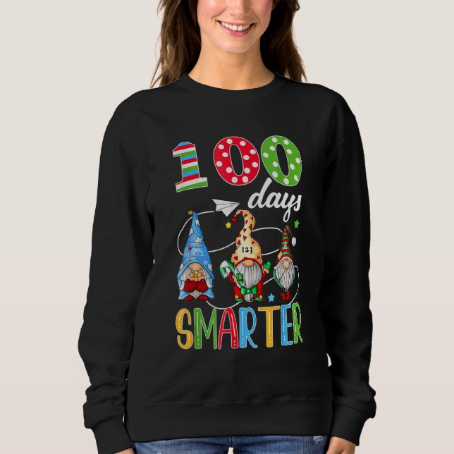 100 Days Smarter Gnome 100th Day Of School Men Kid Sweatshirt (Front)