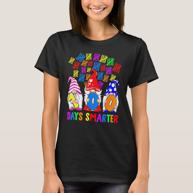 100 Days Smarter Gnomes Cute Happy 100th Day Of Sc T-Shirt (Front)