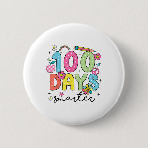100 Days Smarter Groovy 100th Day Of School Girl 6 Cm Round Badge