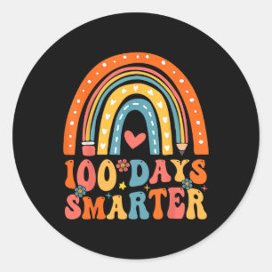 100 Days Smarter Groovy Rainbow 100th Day Of Schoo Classic Round Sticker
