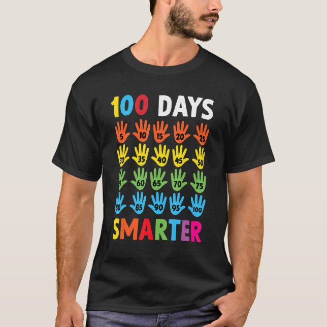 100 Days Smarter Hands Happy 100 Days Of School Bo T-Shirt (Front)