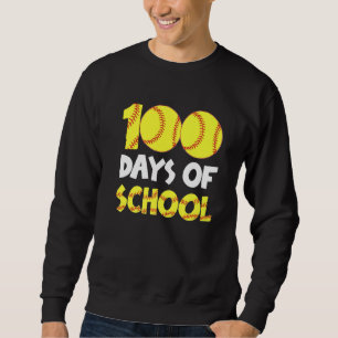 100 Days Smarter Happy 100 Days Of School Softball Sweatshirt