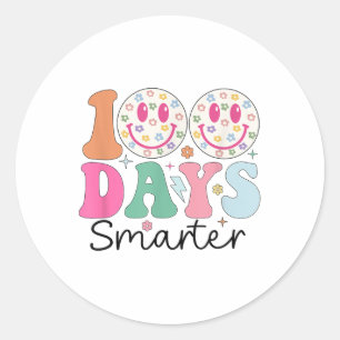 100 Days Smarter Happy 100th Day Of School Classic Round Sticker