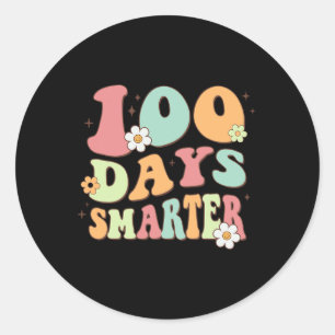 100 Days Smarter Happy 100th Day Of School Groovy Classic Round Sticker