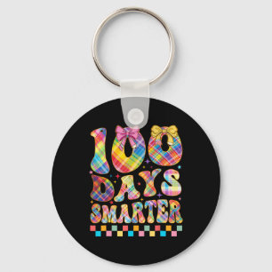 100 Days Smarter Happy 100th Day Of School Groovy Key Ring