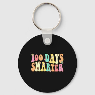 100 Days Smarter Happy 100th Day Of School Groovy Key Ring