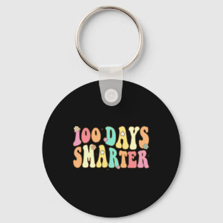 100 Days Smarter Happy 100th Day Of School Groovy Key Ring