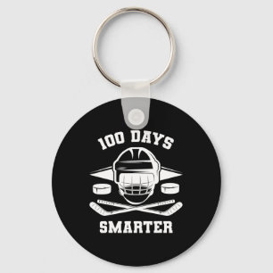 100 Days Smarter Happy 100th Day of School Hockey Key Ring