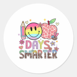 100 Days Smarter Happy 100th Day Of School Kids Classic Round Sticker
