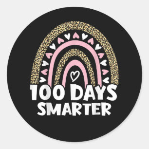 100 Days Smarter Happy 100th Day Of School Rainbow Classic Round Sticker